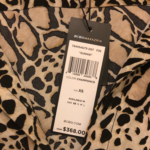 BCBG Ocelot Print Midi Shirt Dress - Silk - Picture 6 of 6